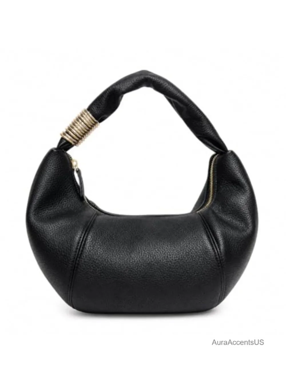 Vegan Leather Hobo Bag Crescent Underarm Shoulder Bag PU Leather Handbag Metal